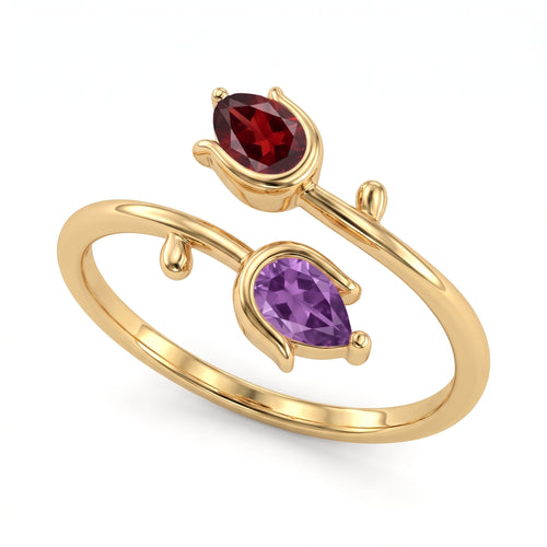 Adjustable BirthStone Ring "Tulip"
