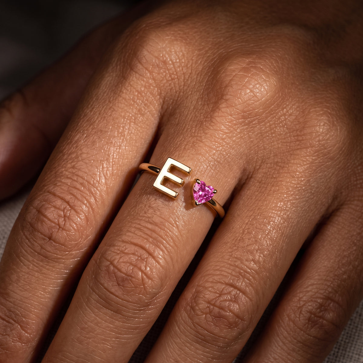 Adjustable Initial Birthstone Ring "Iris"